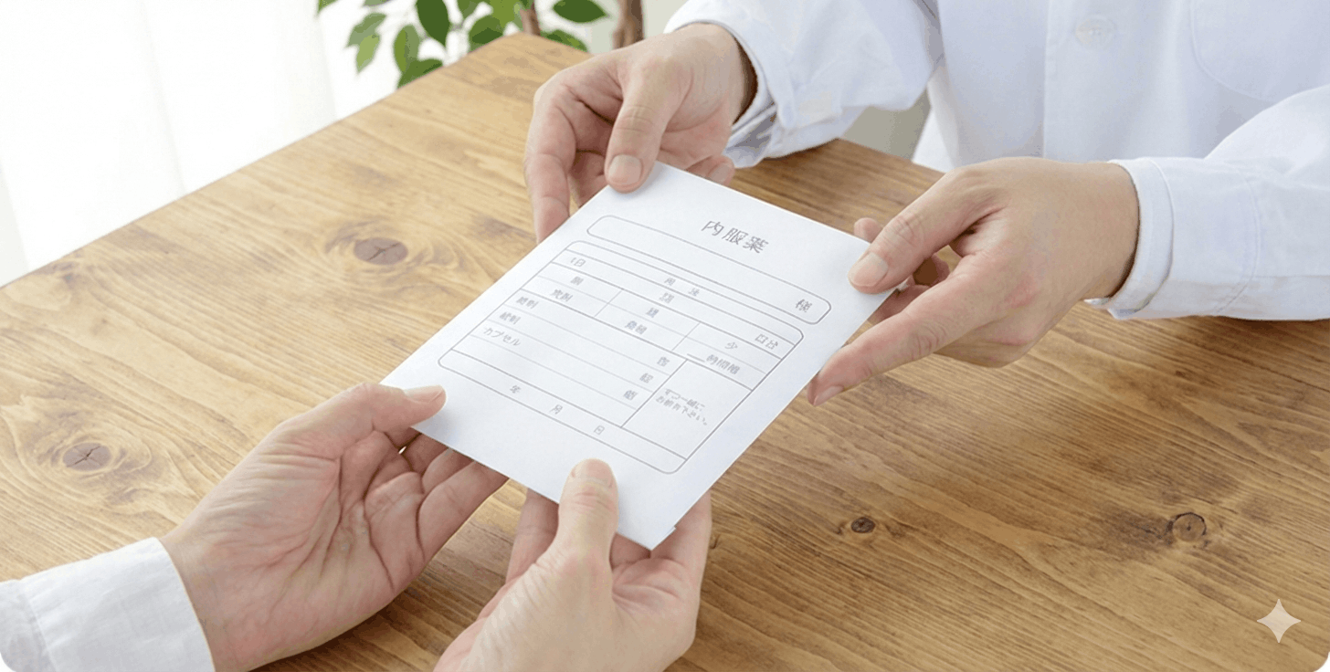 薬を扱う手元